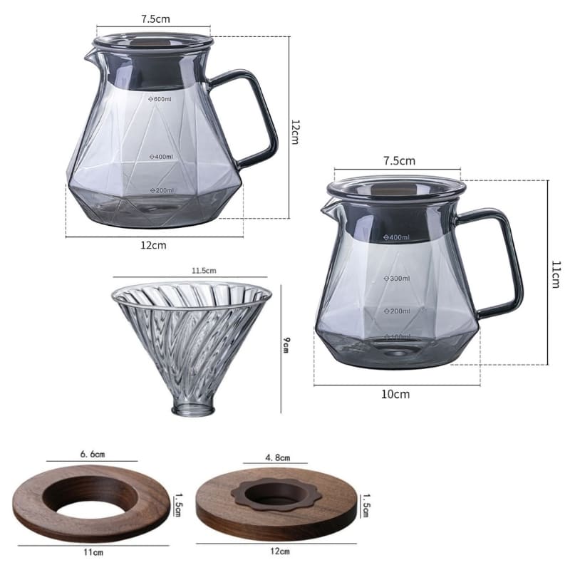 Bule de Café Vidro Borossilicato Coador de Café Hario V60 Polihousi 19