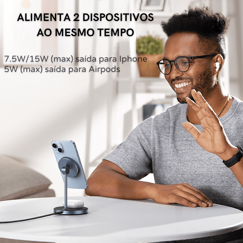 Carregador Por Indução Iphone Airpods Base Magnética Polihousi 2