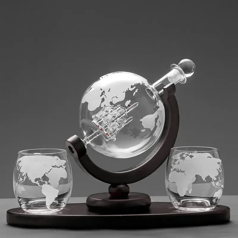 Decanter Whisky Globo Conjunto Recipiente de Vidro Polihousi 10