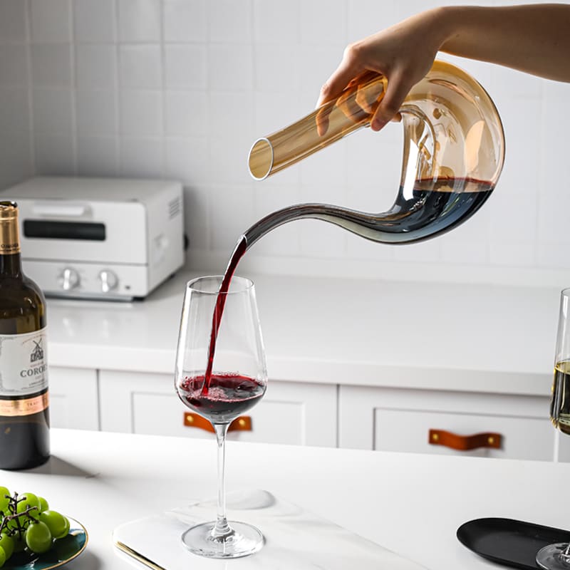 Decanter de Vinho Recipiente de Vidro Cisne Decantador Ambar Polihousi 3