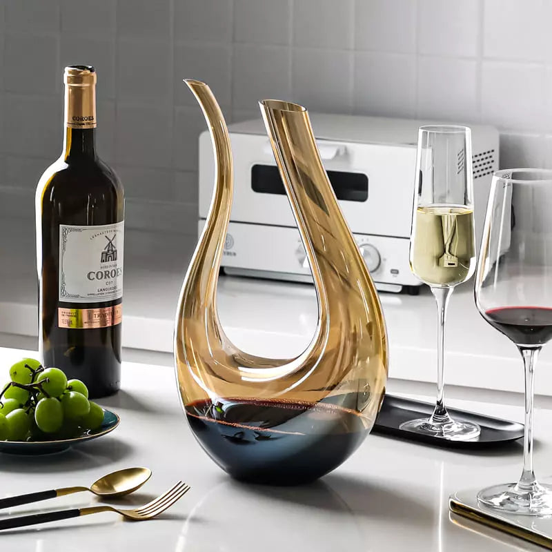 Decanter de Vinho Recipiente de Vidro Cisne Decantador Ambar Polihousi 4