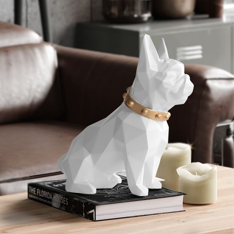 Decoração de Mesa Cofre de Resina Buldogue Francês Polihousi 7