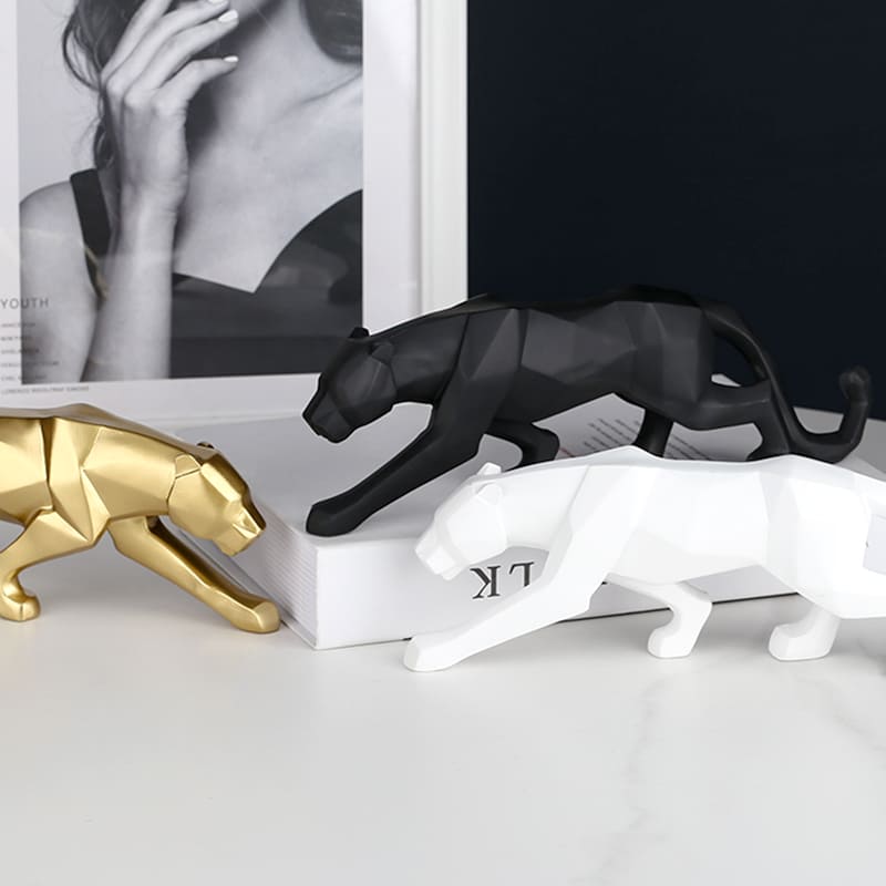 Decoração de Mesa de Resina Estátua Leopardo Polihousi 7