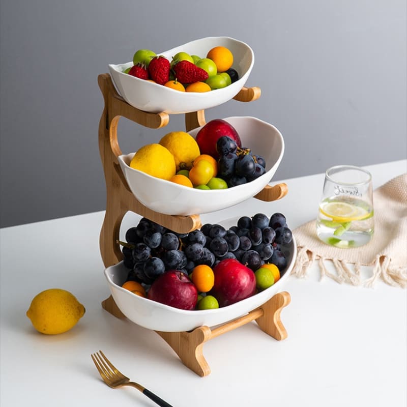 Fruteira de Mesa Cesta de Fruta Bambu Polihousi 17