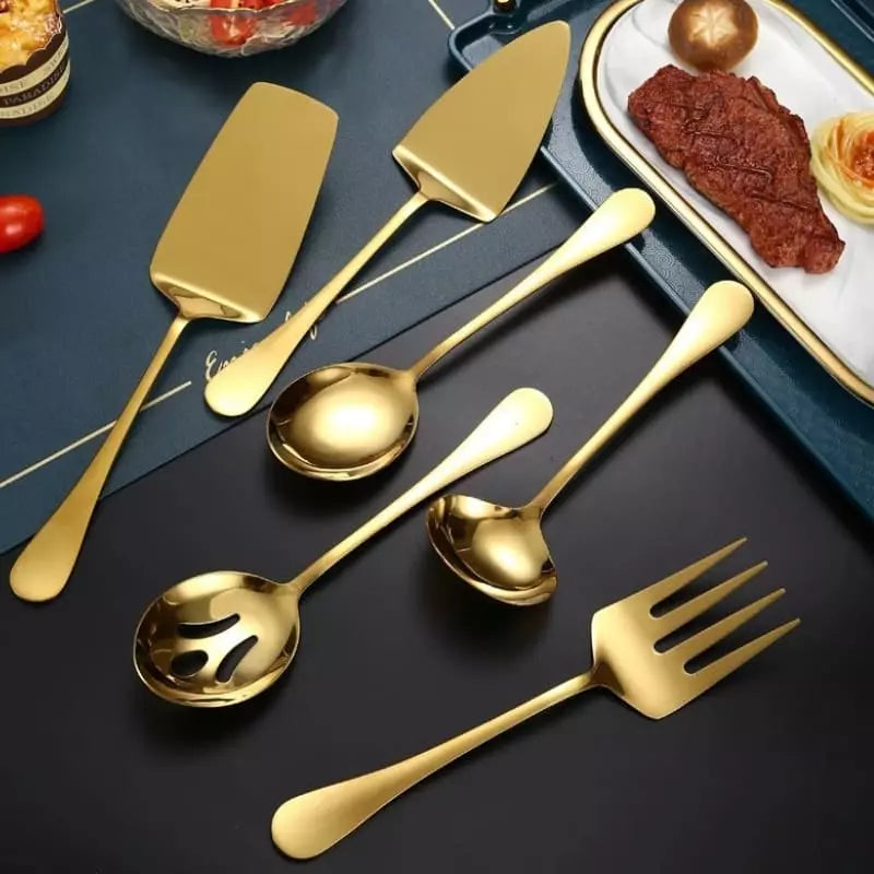 Kit Utensílios de Cozinha 6 Peças Inox Dourado Polihousi 11