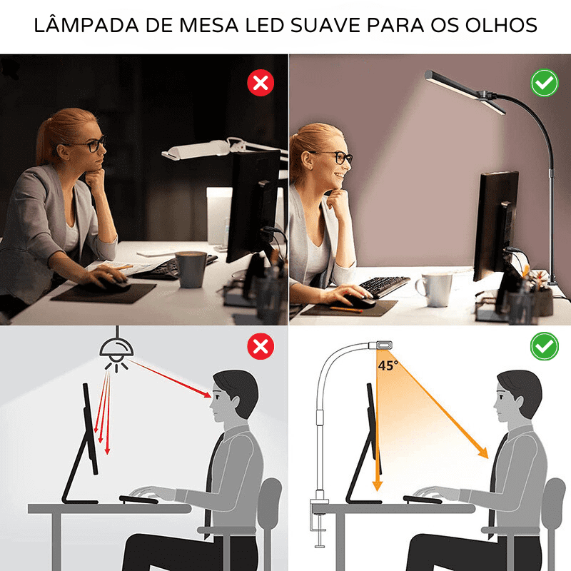 Luminária de Mesa LED Escritório Fléxivel Alumínio Polihousi 9