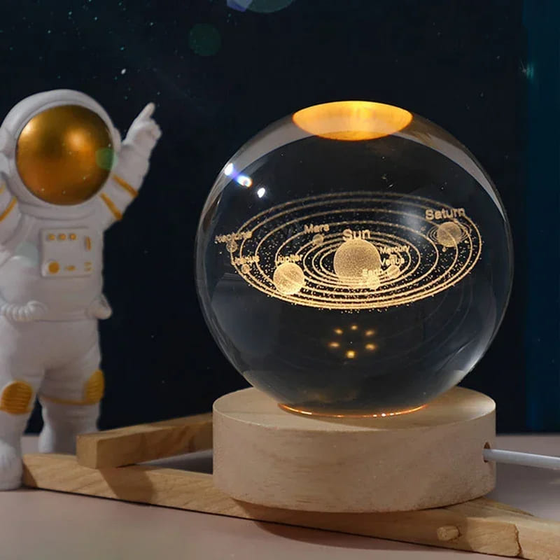 Luminária de Mesa LED Luz Noturna 3D Bola Cristal Polihousi 19