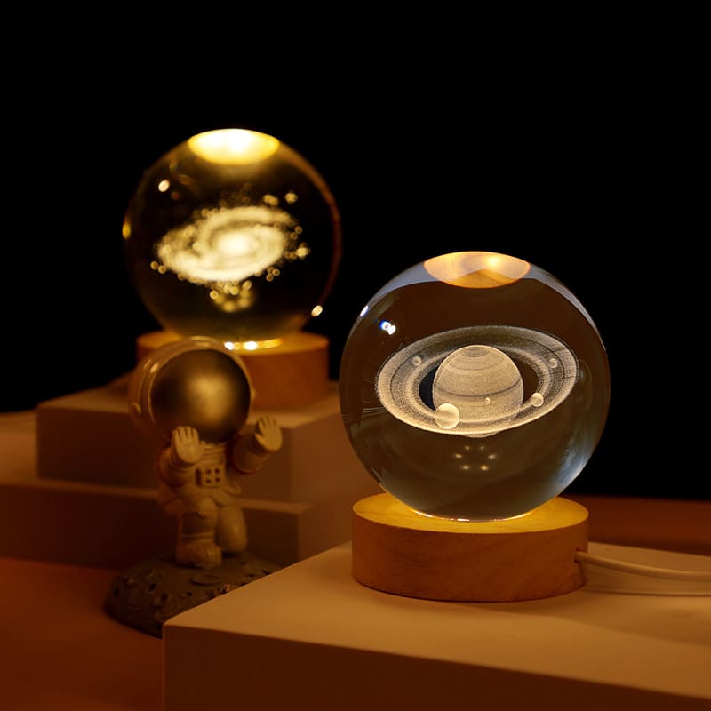 Luminária de Mesa LED Luz Noturna 3D Bola Cristal Polihousi 3