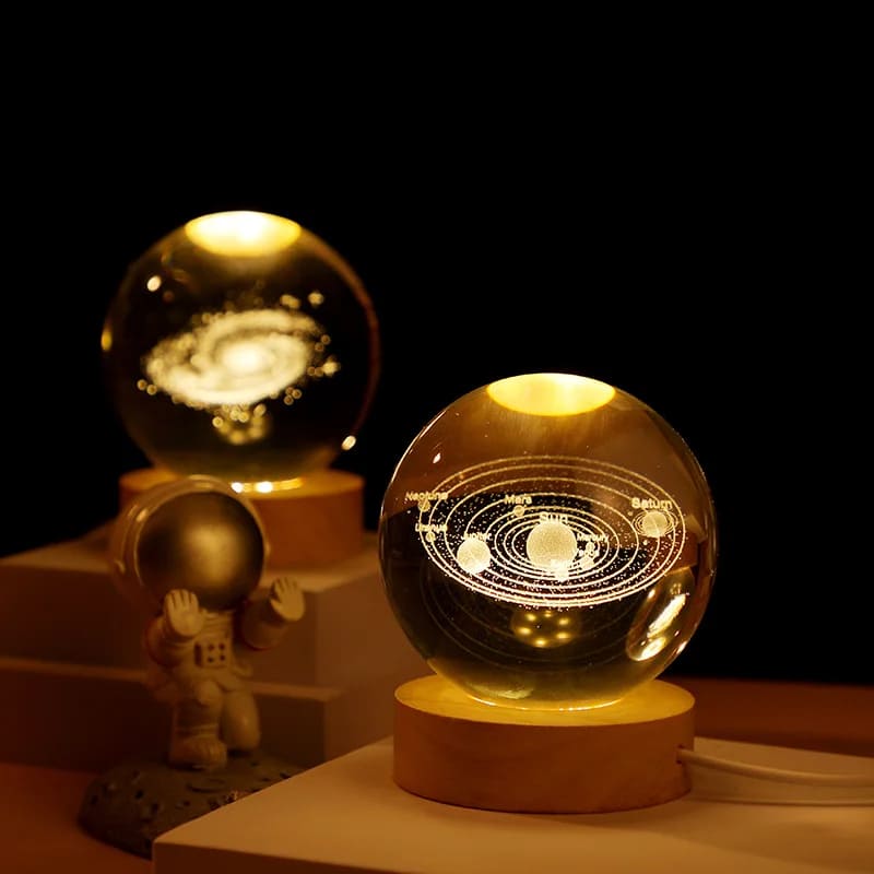Luminária de Mesa LED Luz Noturna 3D Bola Cristal Polihousi 7