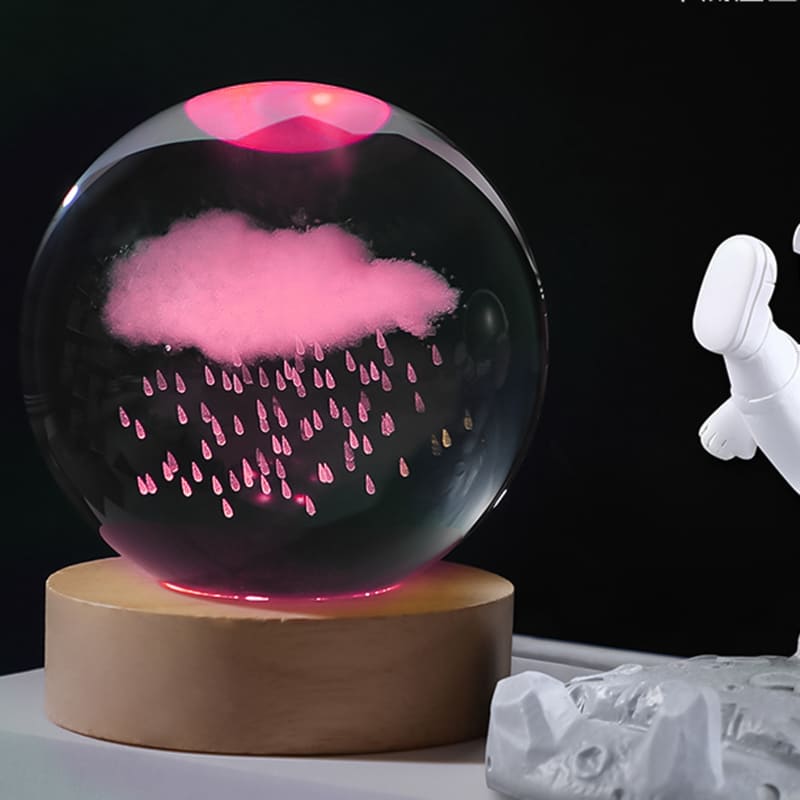 Luminária de Mesa LED Luz Noturna 3D Bola Cristal Polihousi 9