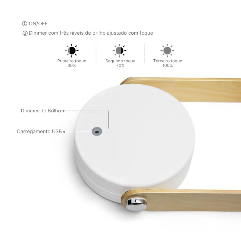 Luminária de Mesa LED com Alça Luminária de Leitura Polihousi 17