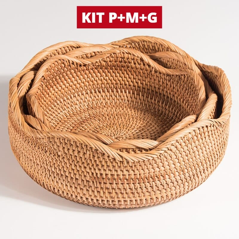 Cesta de Vime em Rattan Feita a Mão 14
