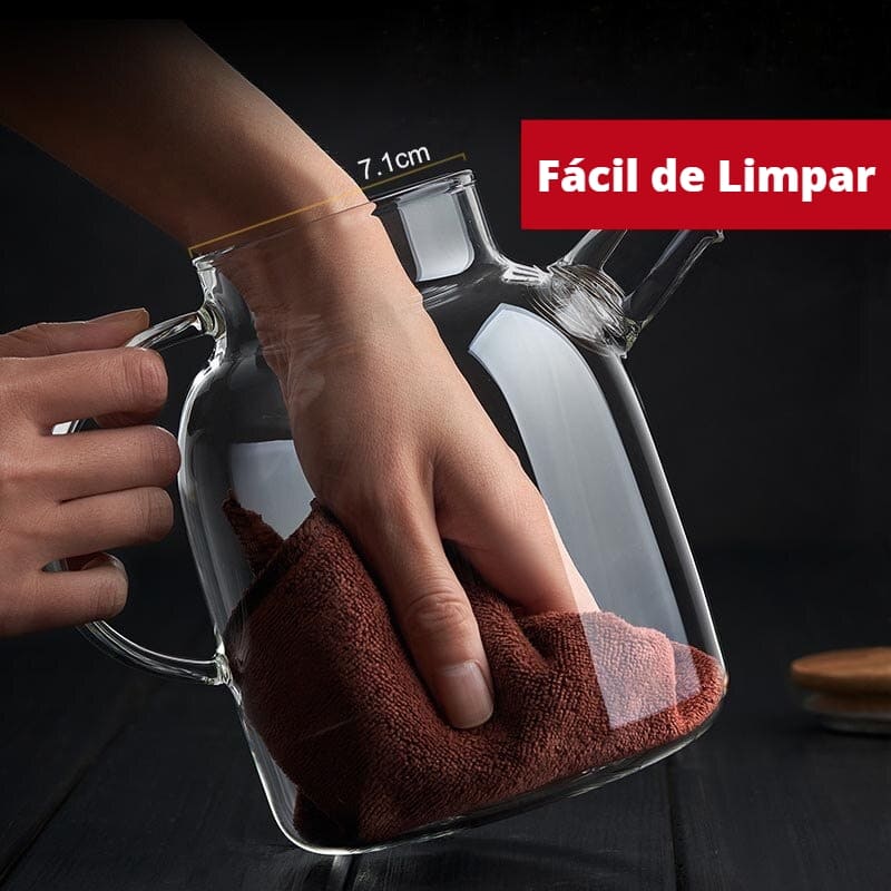 Chaleira de Vidro Borossilicato com Tampa de Bambu 9