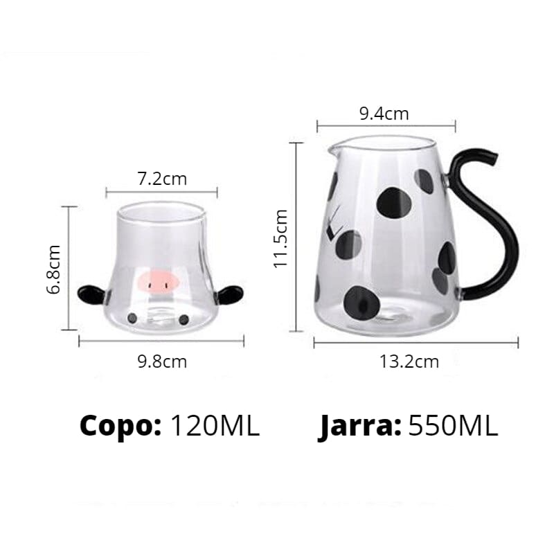 Jarra de Vidro Borossilicato com Copo Vaquinha 8