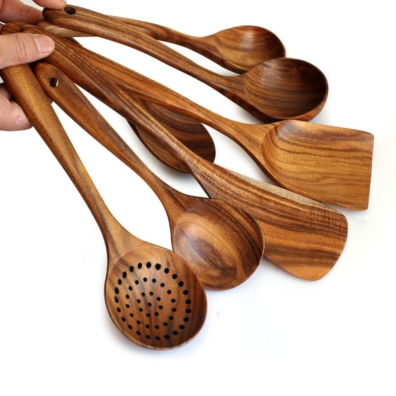 Kit Utensílios de Cozinha 7 Peças de Madeira 18