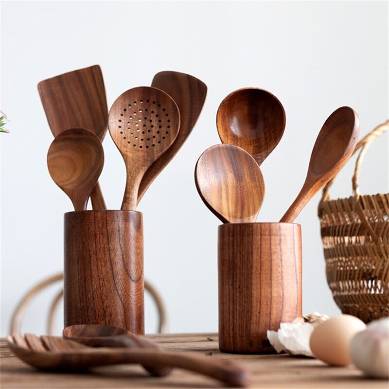 Kit Utensílios de Cozinha 7 Peças de Madeira 9