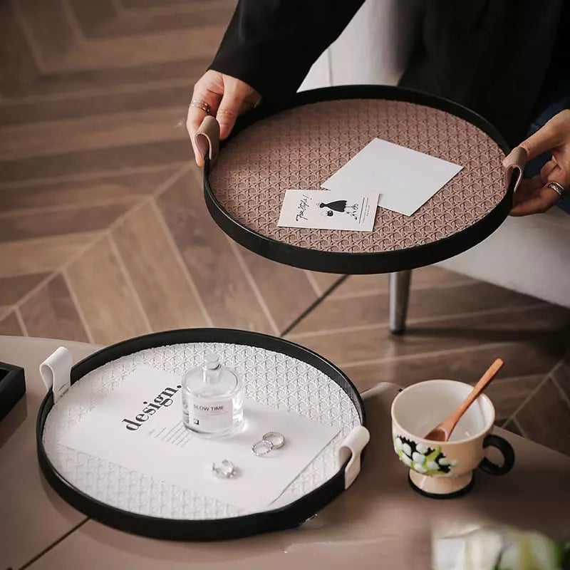 Bandeja Decorativa Redonda Banheiro/Sala com Alça Polihousi 11