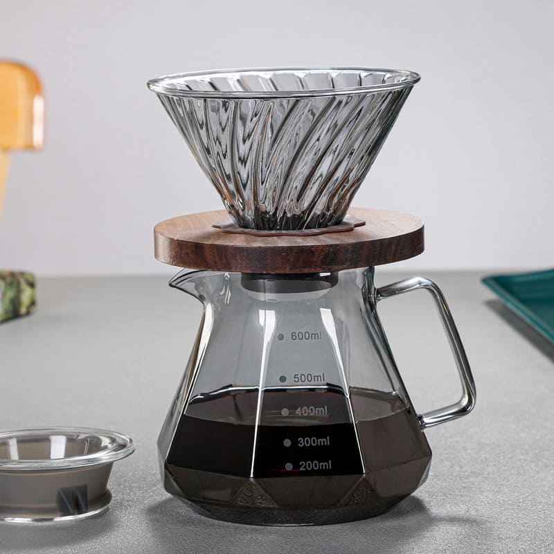 Bule de Café Vidro Borossilicato Coador de Café Hario V60 Polihousi 1