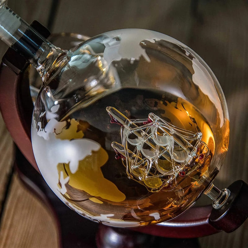 Decanter Whisky Globo Conjunto Recipiente de Vidro Polihousi 3