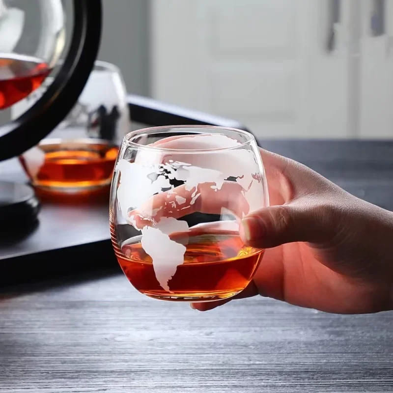 Decanter Whisky Globo Conjunto Recipiente de Vidro Polihousi 4