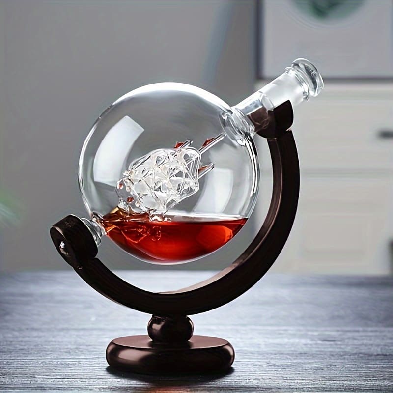 Decanter Whisky Globo Conjunto Recipiente de Vidro Polihousi 8
