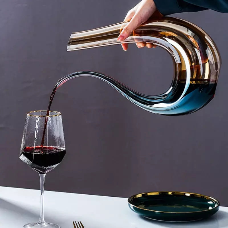 Decanter de Vinho Recipiente de Vidro Cisne Decantador Ambar Polihousi 7