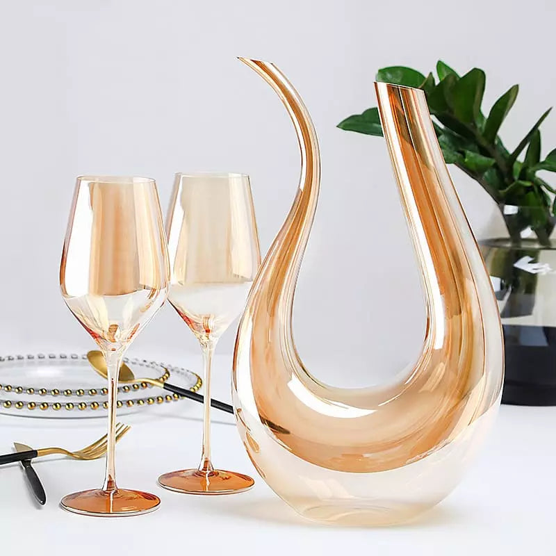 Decanter de Vinho Recipiente de Vidro Cisne Decantador Ambar Polihousi 10