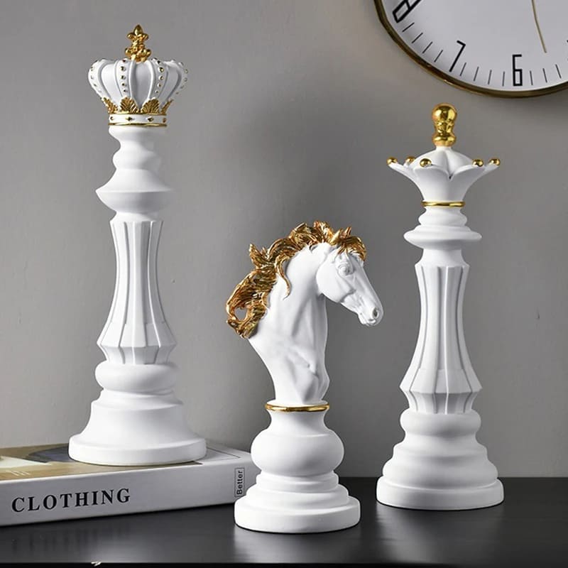 Decoração de Mesa Resina Estátua Peças de Xadrez Polihousi 1