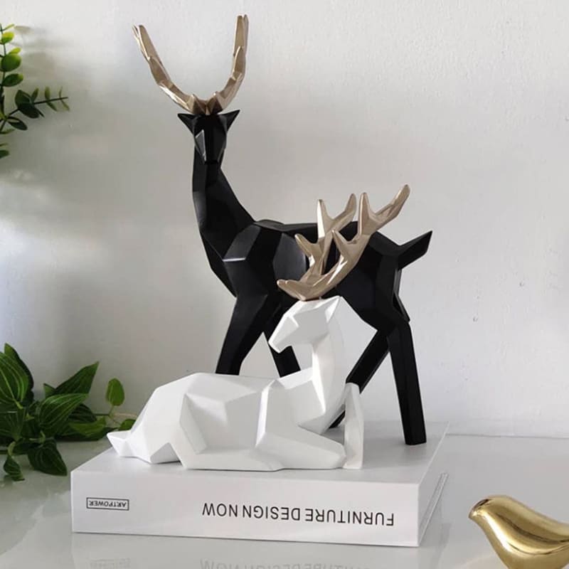 Decoração de Mesa de Resina Estátua Cervo 2 Peças Polihousi 13