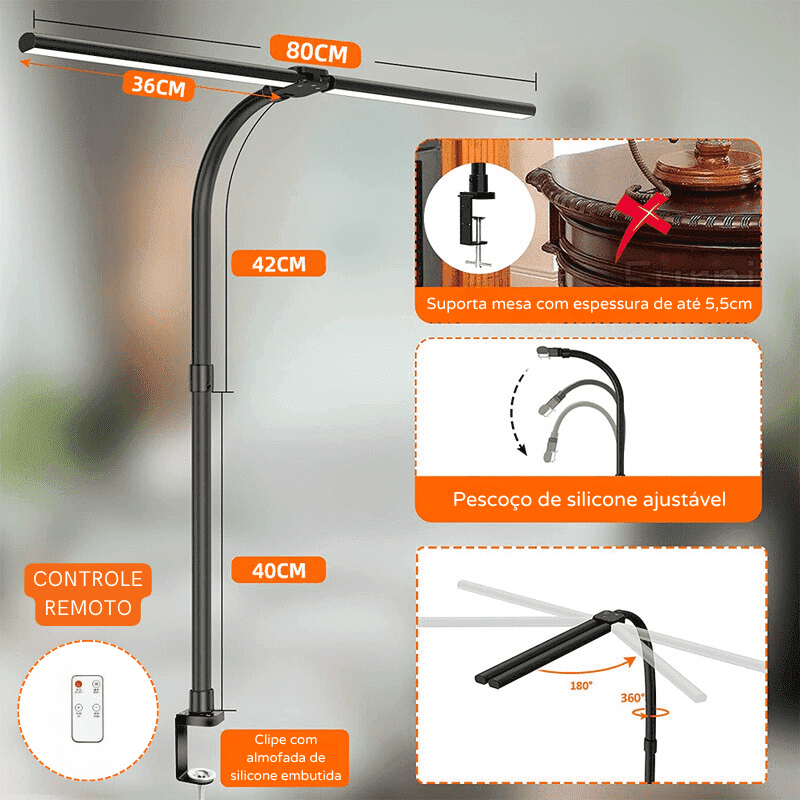 Luminária de Mesa LED Escritório Fléxivel Alumínio Polihousi 11