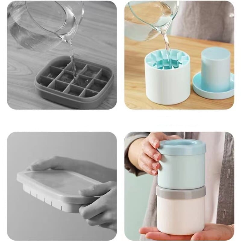 Forma de Gelo de Silicone Redonda com Tampa - Polihousi  4