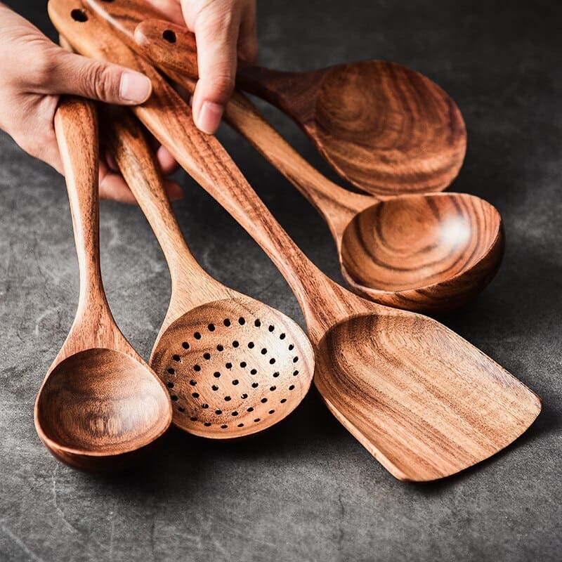Kit Utensílios de Cozinha 7 Peças de Madeira 5