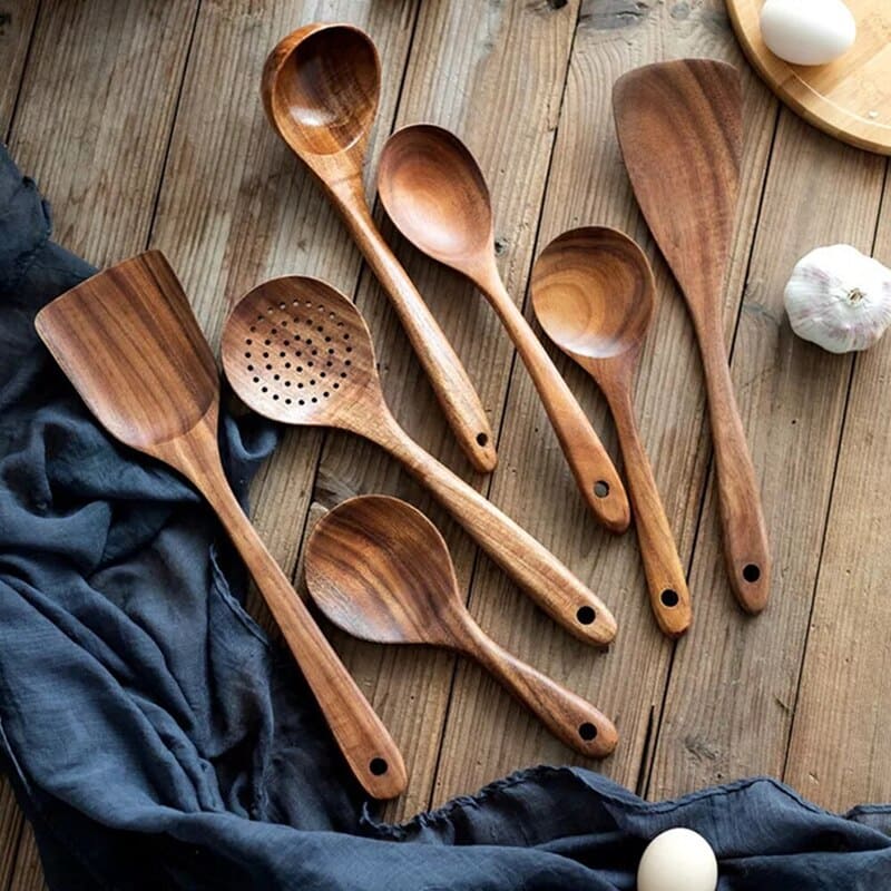 Kit Utensílios de Cozinha 7 Peças de Madeira 8