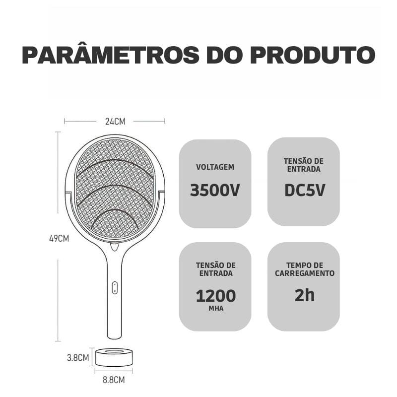 Raquete Elétrica Armadilha Mata Mosquito Polihousi 8