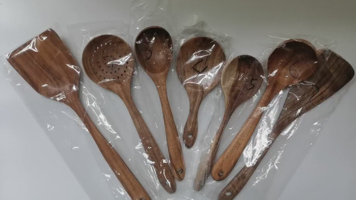 Kit Utensílios de Cozinha 7 Peças de Madeira 27